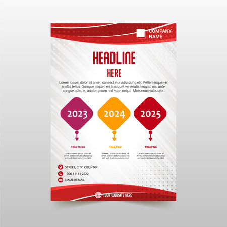 Modern Vector Red and White Flyer Template, can be used for business designs, presentation designs or any suitable designs.のイラスト素材