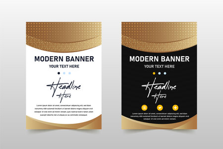 Stylish Luxury Black and Gold Dotted Banner Template, can be used for business designs, presentation designs or any suitable designs.のイラスト素材