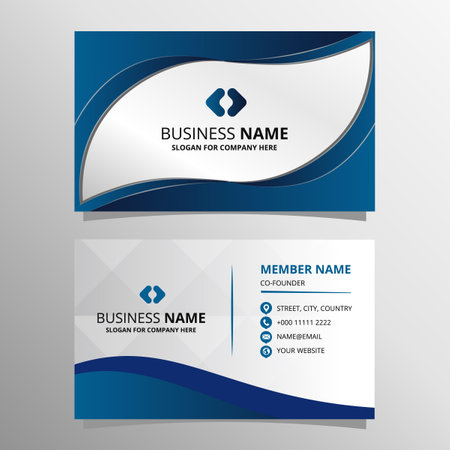 Stylish Blue Wave Business Card Template, can be used for business designs, presentation designs or any suitable designs.のイラスト素材