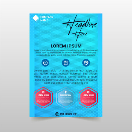 Modern Striped Blue Flyer Template With Dots, can be used for business designs, presentation designs or any suitable designs.のイラスト素材