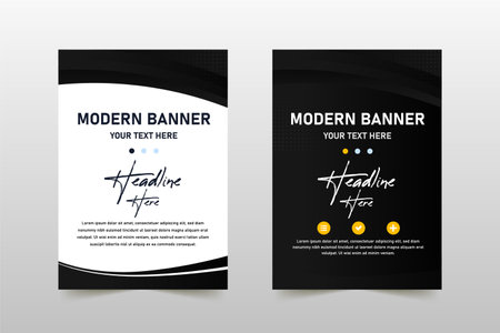 Vector Geometric Lined Black Business Banner Template, can be used for business designs, presentation designs or any suitable designs.のイラスト素材