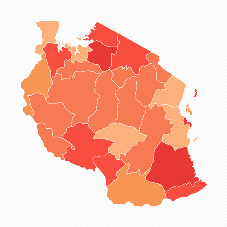 Colorful Tanzania Divided Map Illustration, can be used for business designs, presentation designs or any suitable designs.のイラスト素材
