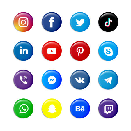 Social Media Logo Button Collection, can be used for business designs, presentation designs or any...