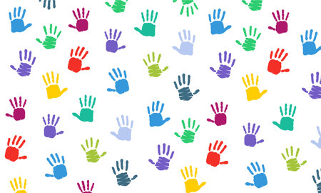 Colorful Hand Print Silhouette Background, can be used for business designs, presentation designs or any suitable designs.のイラスト素材