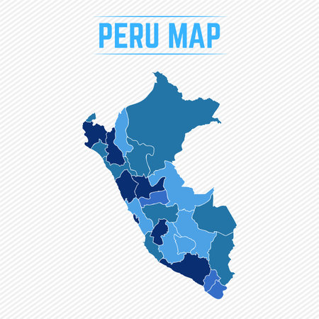 Peru Detailed Map With States, can be used for business designs, presentation designs or any suitable designs.のイラスト素材