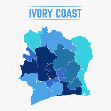 Ivory Coast Detailed Map With Cities, can be used for business designs, presentation designs or any suitable designs.のイラスト素材