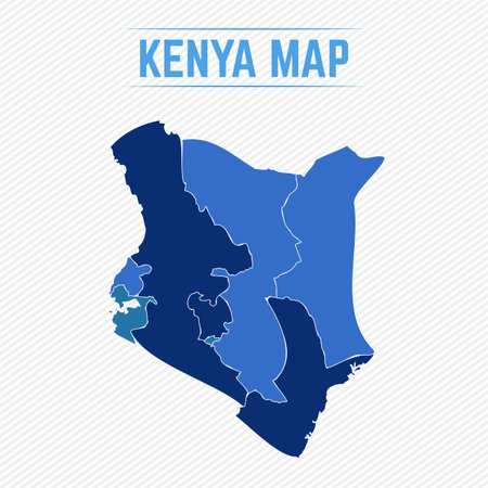 Kenya Detailed Map With Regions, can be used for business designs, presentation designs or any suitable designs.のイラスト素材