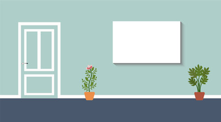 Room Wall With Canvas and Potted Plants, can be used for business designs, presentation designs or any suitable designs.のイラスト素材