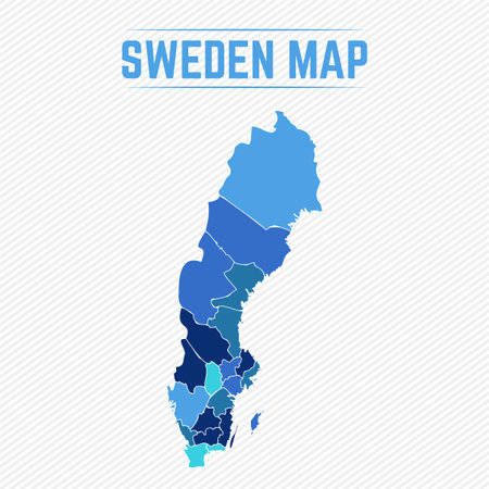 Sweden Detailed Map With States, can be used for business designs, presentation designs or any suitable designs.のイラスト素材