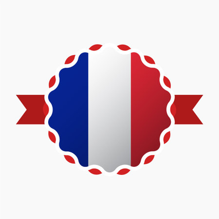 Creative France Flag Emblem Badgeのイラスト素材