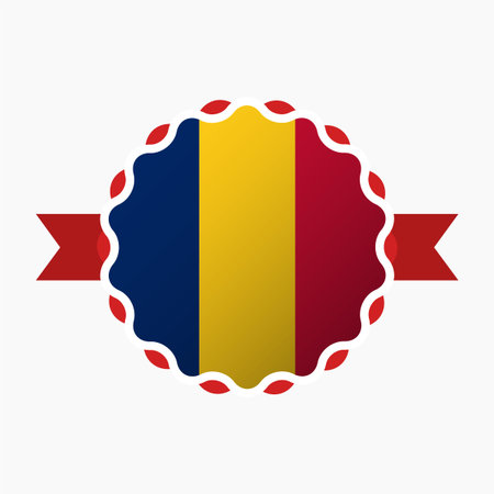 Creative Romania Flag Emblem Badgeのイラスト素材