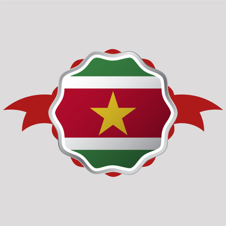 Creative Suriname Flag Sticker Emblemのイラスト素材