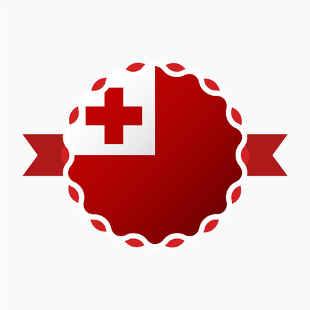 Creative Tonga Flag Emblem Badgeのイラスト素材