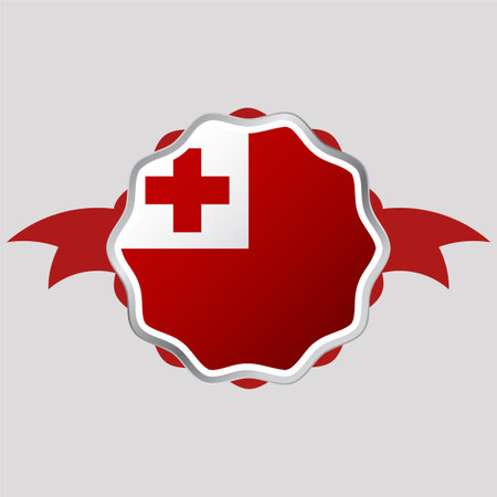 Creative Tonga Flag Sticker Emblemのイラスト素材