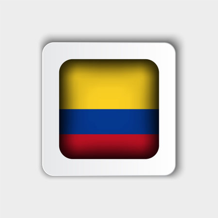 Colombia Flag Button Flat Designのイラスト素材