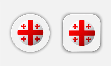 Georgia Rounded National Flag Button Iconのイラスト素材