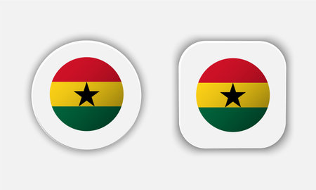 Ghana Rounded National Flag Button Iconのイラスト素材