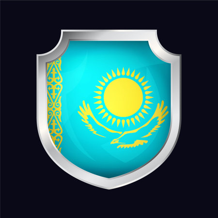 Kazakhstan Silver Shield Flag Iconのイラスト素材