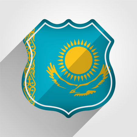 Kazakhstan Flag Road Sign Illustrationのイラスト素材