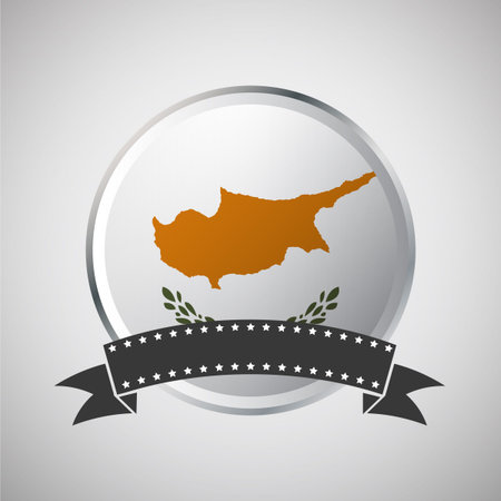 Vector Cyprus Round Flag Banner Vector Illustrationのイラスト素材