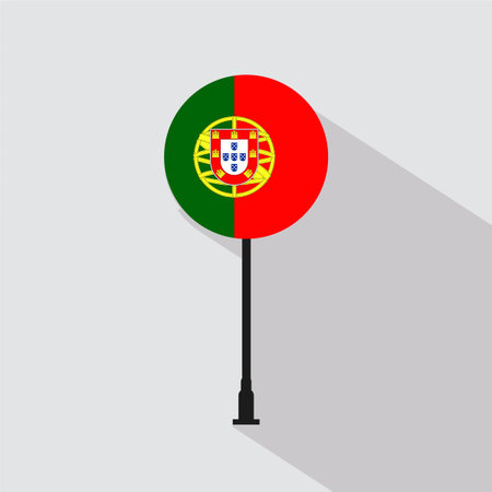 Portugal National Circle Sign Flag Vector Illustrationのイラスト素材