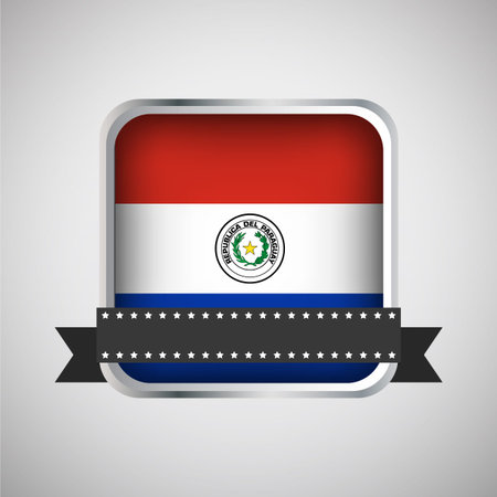 Vector Round Banner With Paraguay Flagのイラスト素材