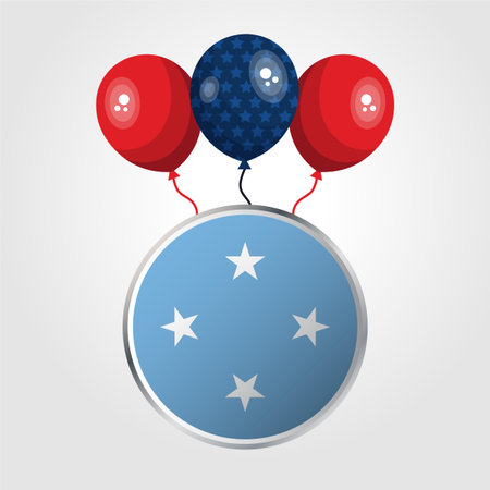 Celebration Micronesia National Flag With Balloonsのイラスト素材