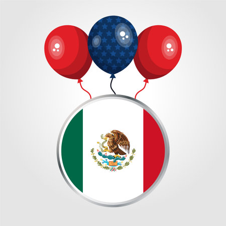 Celebration Mexico National Flag With Balloonsのイラスト素材