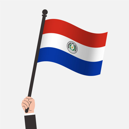 Hand Holding Paraguay Waving Flagのイラスト素材