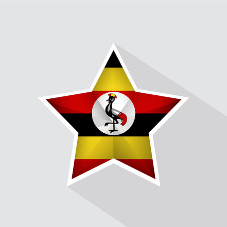 Uganda Flag Star Shape Iconのイラスト素材