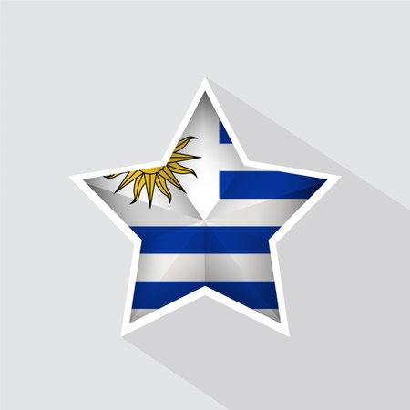 Uruguay Flag Star Shape Iconのイラスト素材