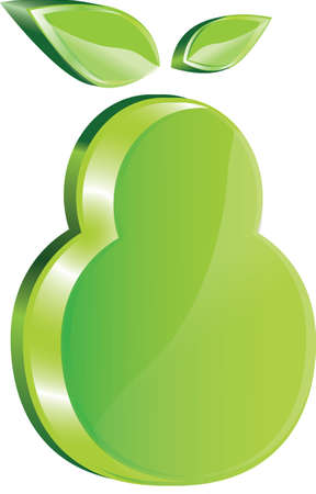 glass green pear with leafesのイラスト素材