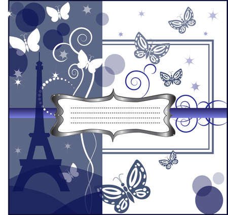 men tag with eiffel tower an a backgroundのイラスト素材