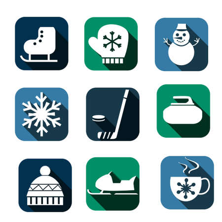 flat winter sport icon setのイラスト素材