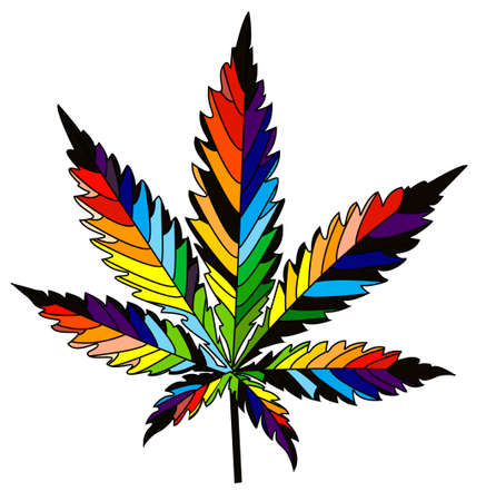 isolated rainbow vector cannabis leafのイラスト素材