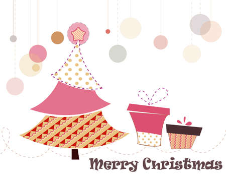 christmas tree decorating with seamless patternsのイラスト素材