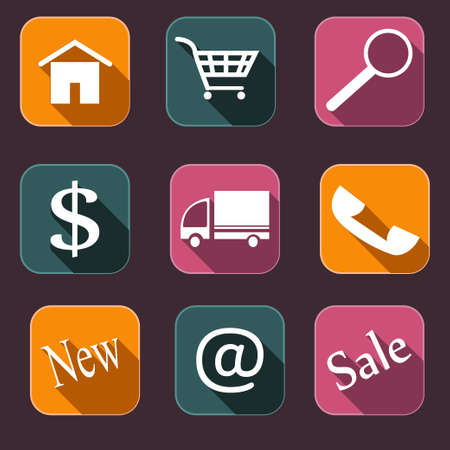 set of flat shopping iconsのイラスト素材
