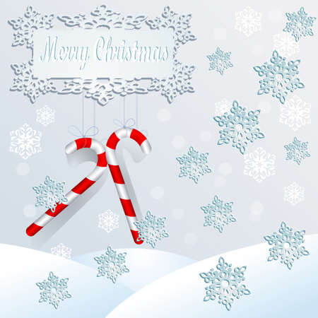 winter landscape with snow and lolipop sticksのイラスト素材