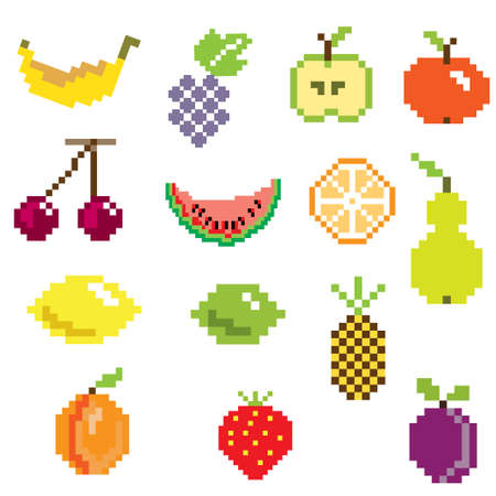 pixel art ifruit icons in colorのイラスト素材