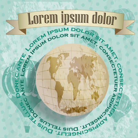 Map on a grange old-styled background with balloonsのイラスト素材