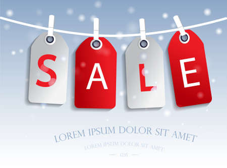 sale tags on a snow backgroundのイラスト素材