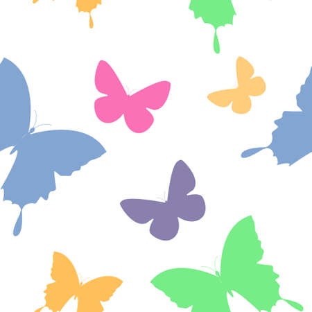 butterfly simple seamless pattern in color on a white backgroundのイラスト素材