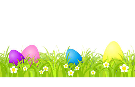 Seamles pattern with Easter eggs and grassのイラスト素材