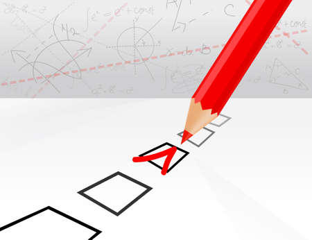 red pencil on a math backgrownd in whiteのイラスト素材