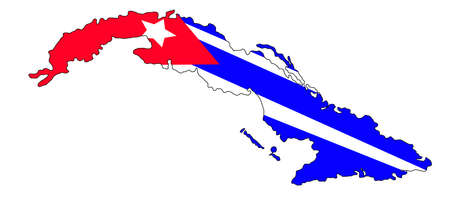 Cuba map with flag on a white backgroundのイラスト素材