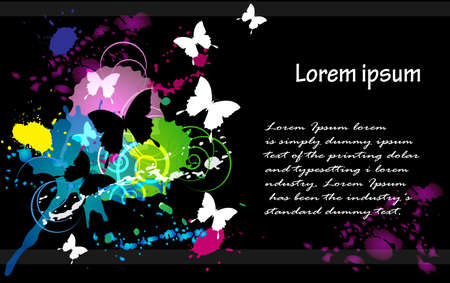 an inkblot white butterfly business card blackのイラスト素材