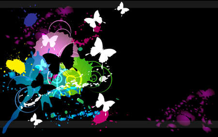 an inkblot white butterfly business card blackのイラスト素材