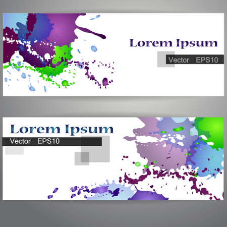 inkblot headers set for a web site on a gray backgroundのイラスト素材