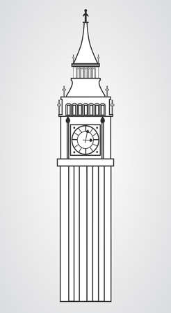 big ben clock in England on a white backgroundのイラスト素材