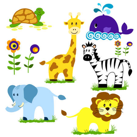 Vector illustration of cute animal set includingのイラスト素材
